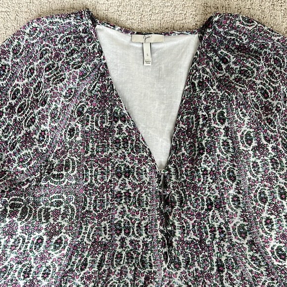 Joie | Sevigny Printed Silk Dress - Pink, Blue, Green and White - Picture 4 of 13